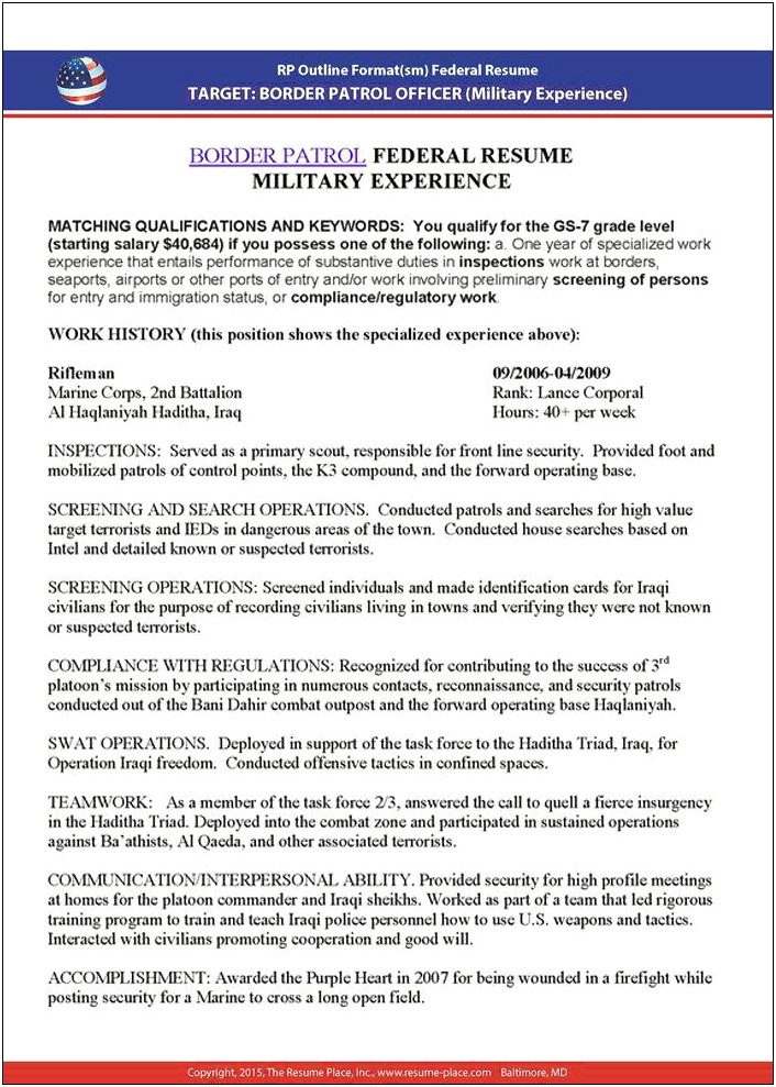 State Job Federal Or Civilian Resume