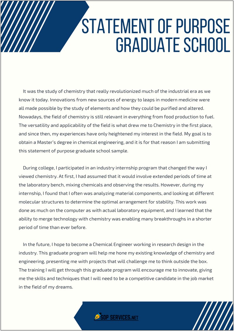 Statement Of Purpose Graduate School Repeat Of Resume