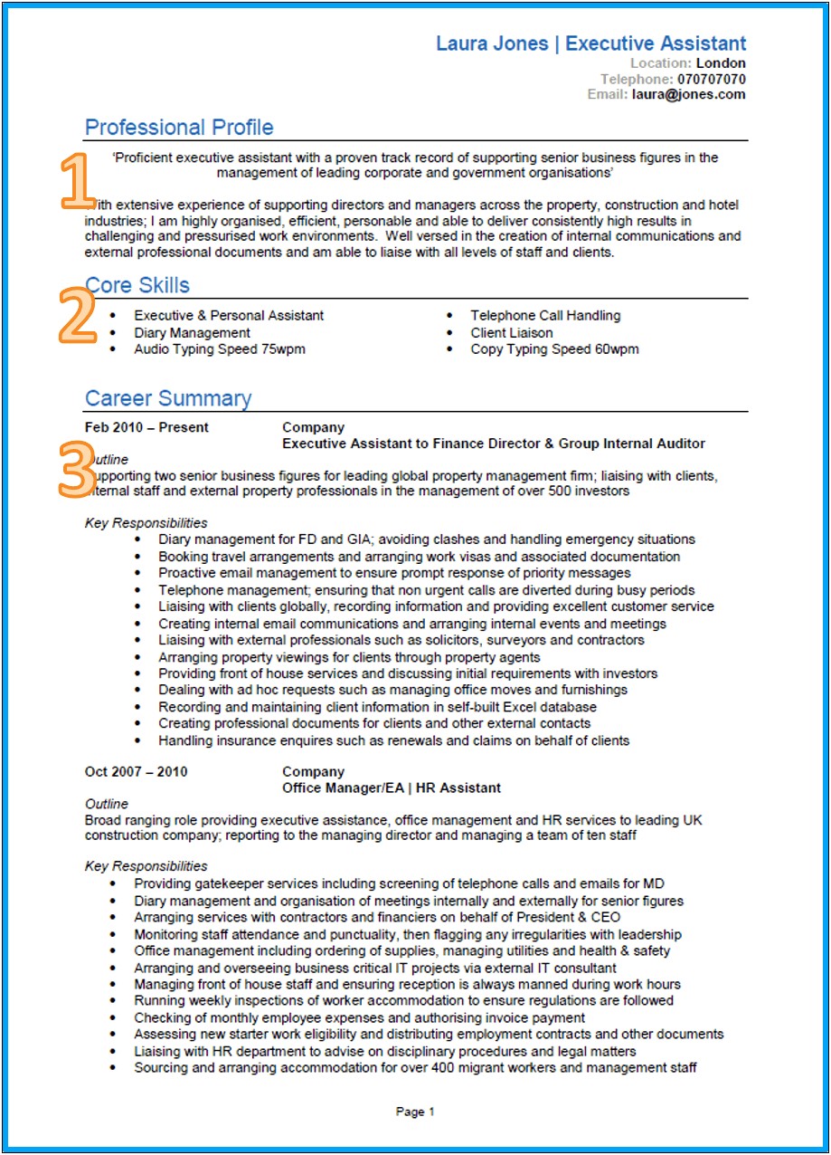 Stong Profile Words To Use In Resume