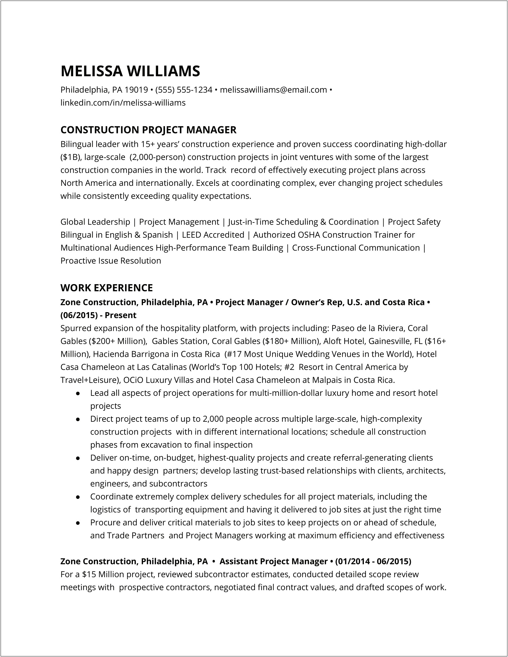Stong Resume Summary For Project Coordinator