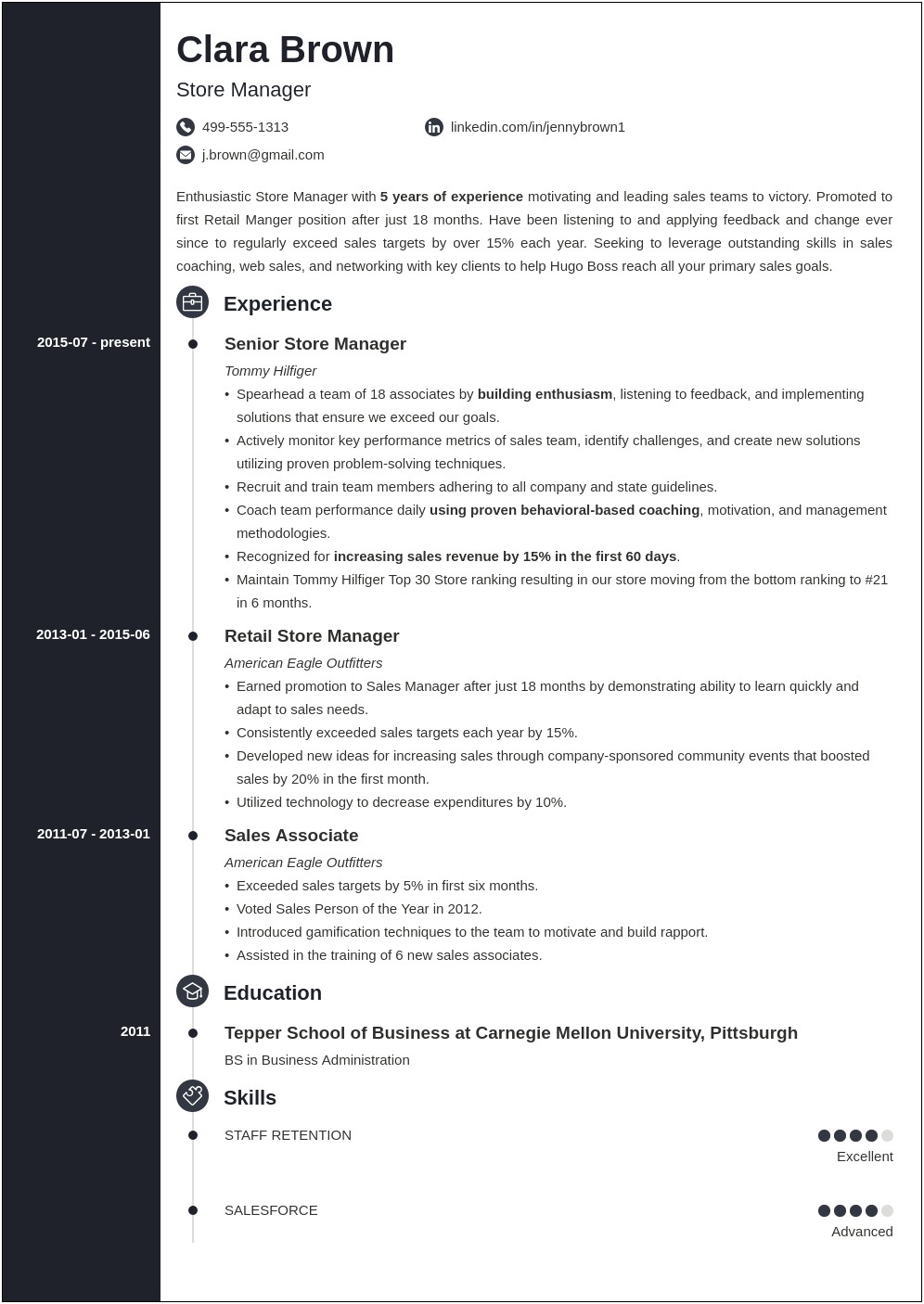 Store Manager Key Skills In Resume