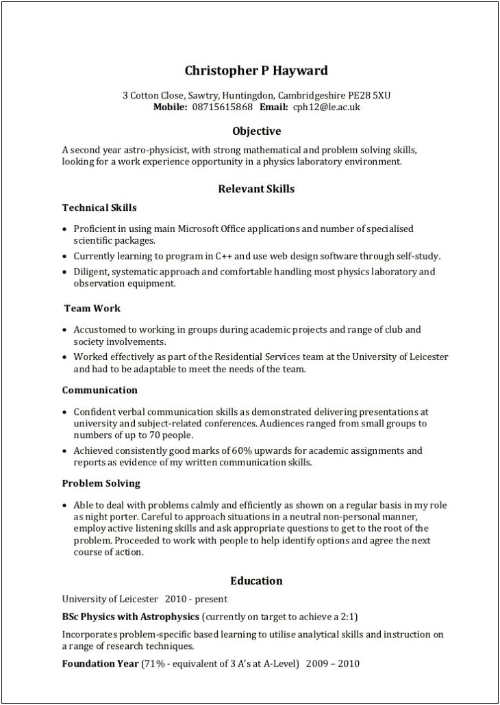 Strong Skills For Resume In Retail