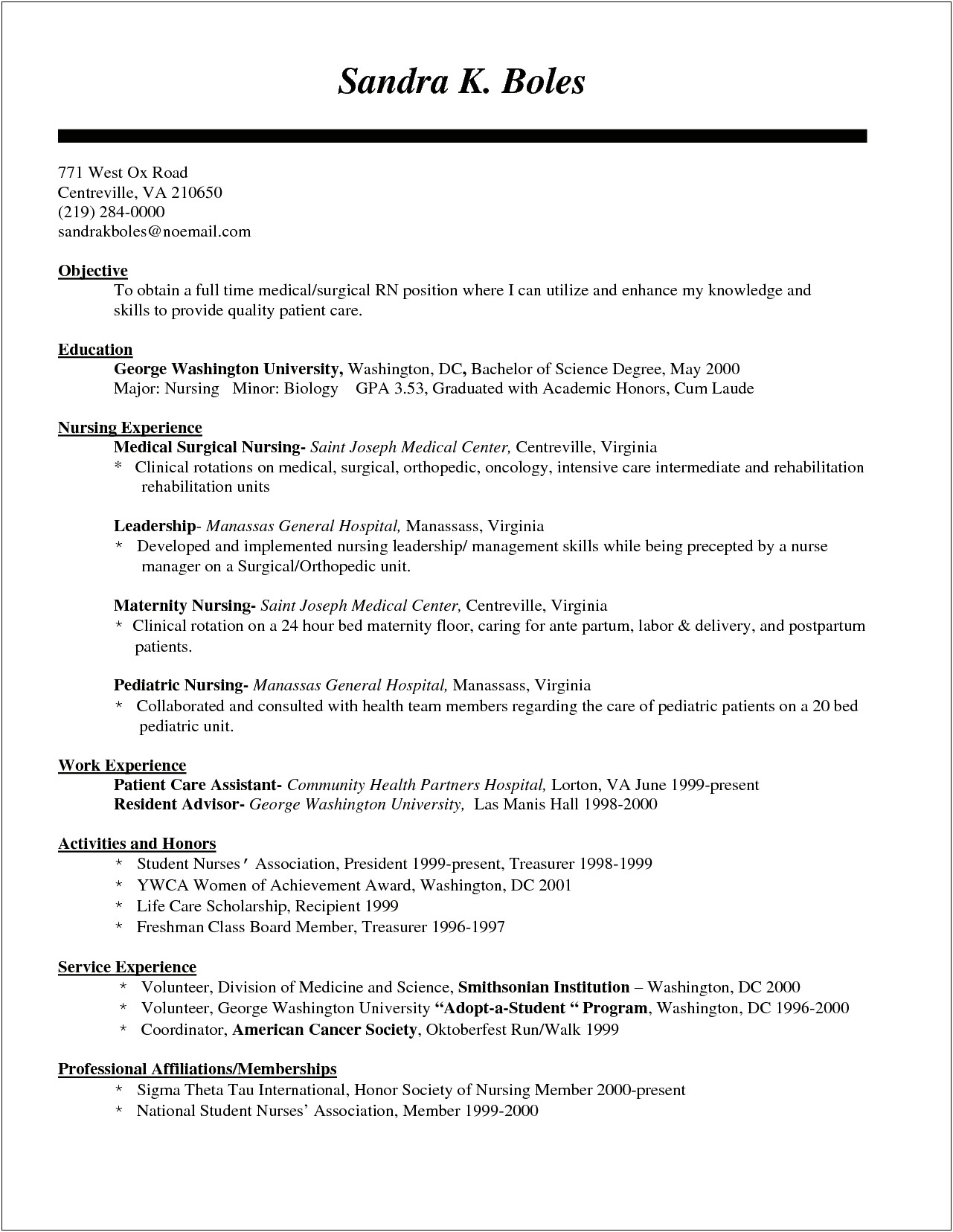 Student Nurse Resume Maternity Clinical Experience