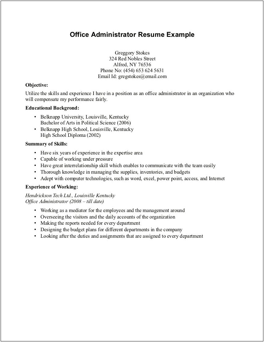 Student Resume No Work Experience Template