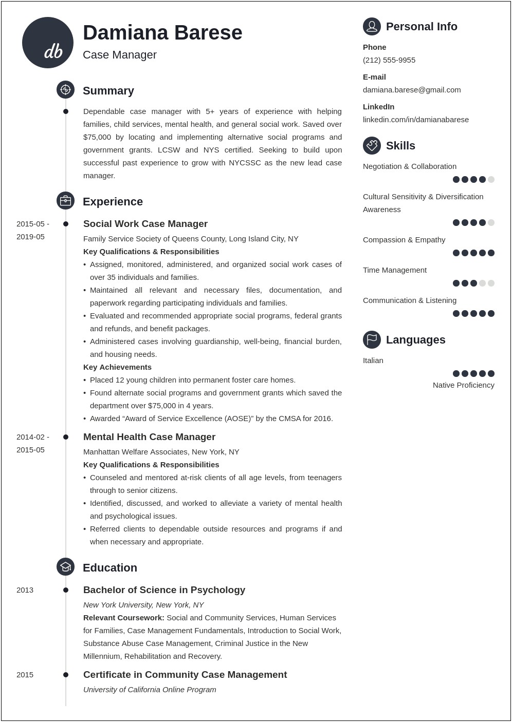 Substance Abuse Case Manager Resume Sample