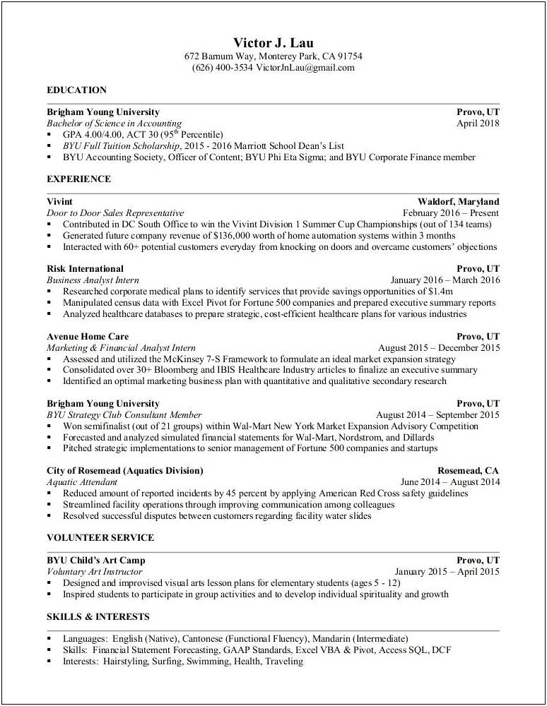 Summary For Resume At Risk Children