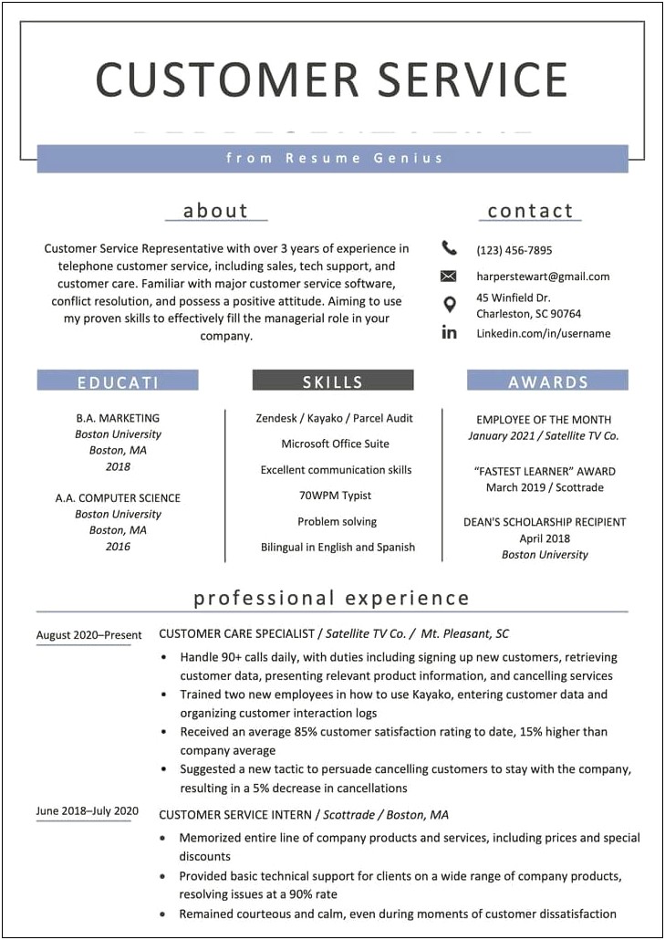 Summary For Resume For Call Center