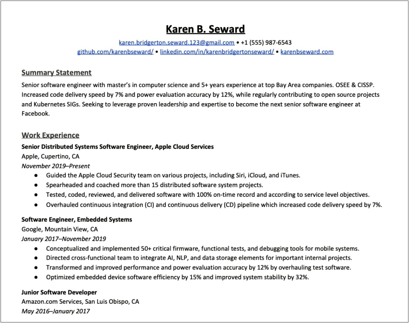 Summary For Resume With 1 Year Experience