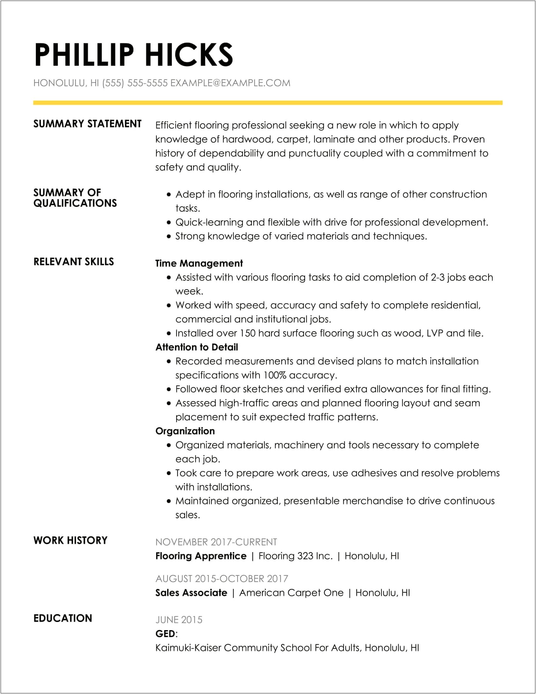 Summary For The Qualification In Resume