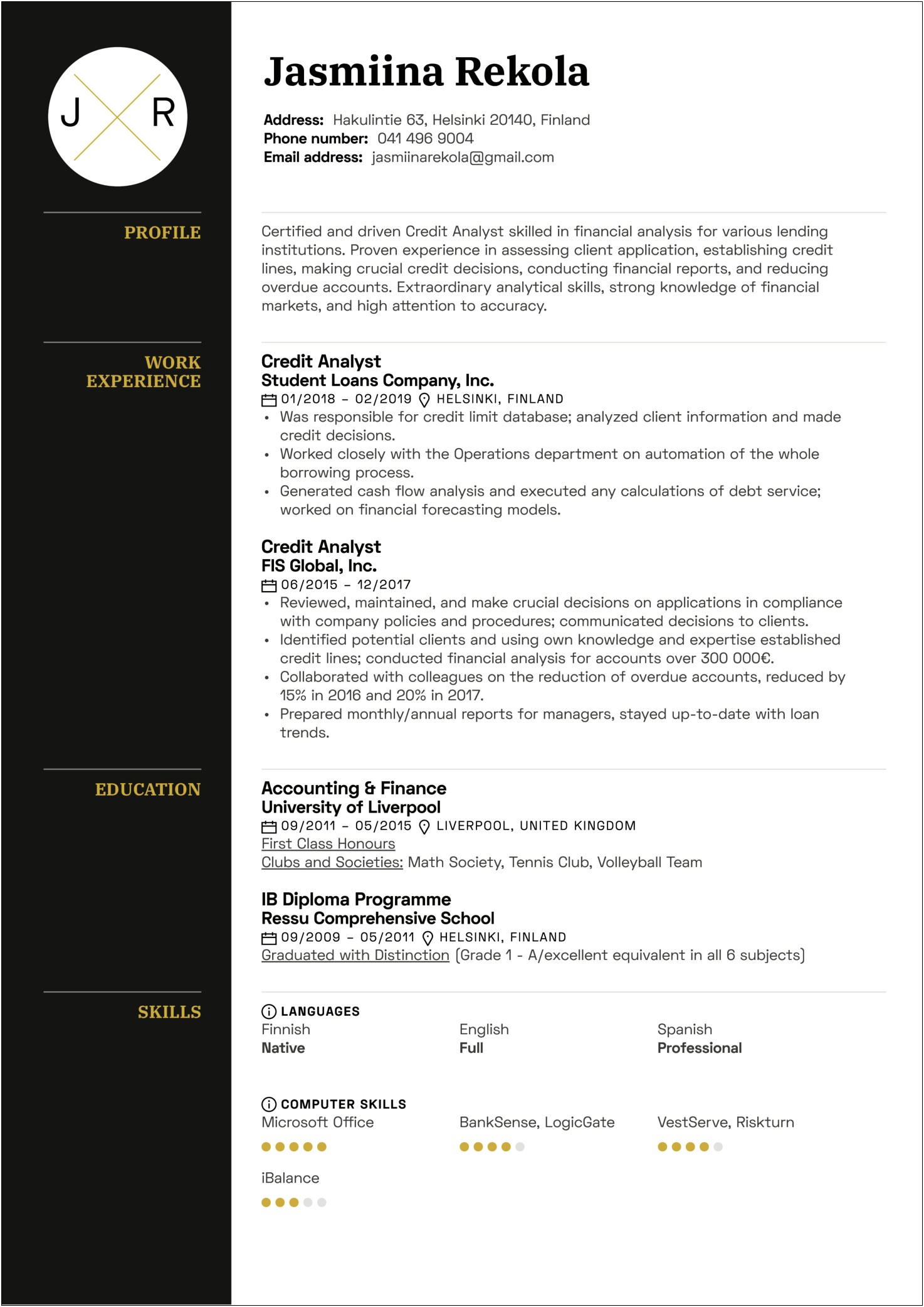 Summary Of Qualification For Financial Analyst Resume
