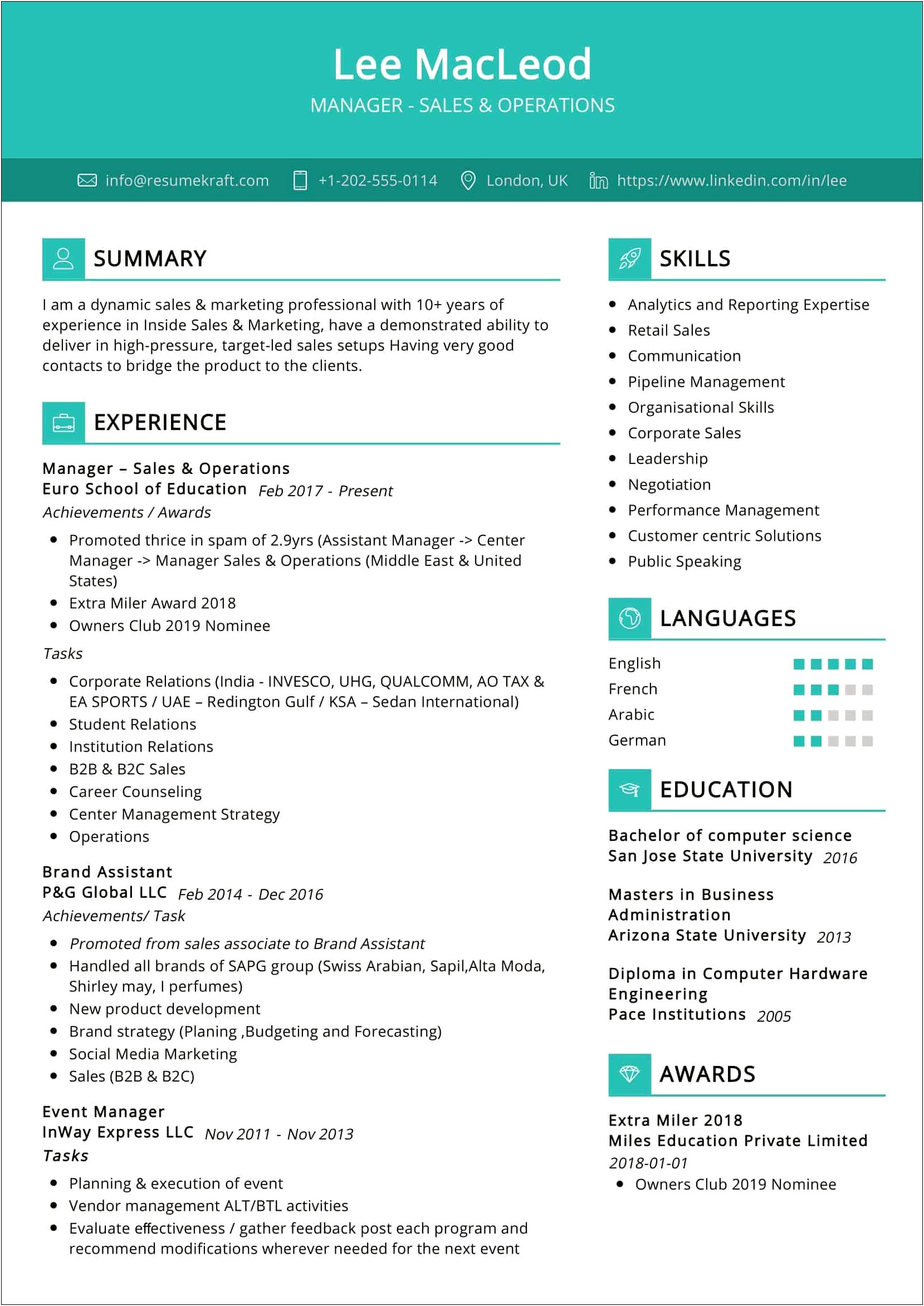 Summary Of Qualifications Examples For Resume Sales