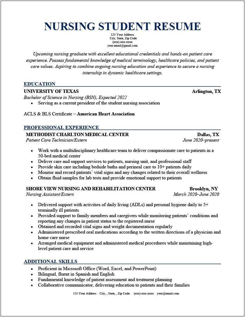 Summary Of Qualifications On A Nursing Resume