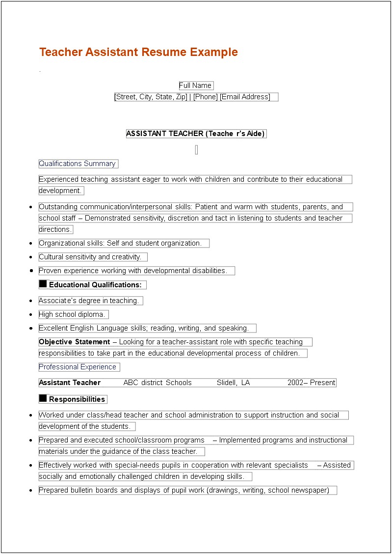 Summary Of Qualifications Resume For Teacher