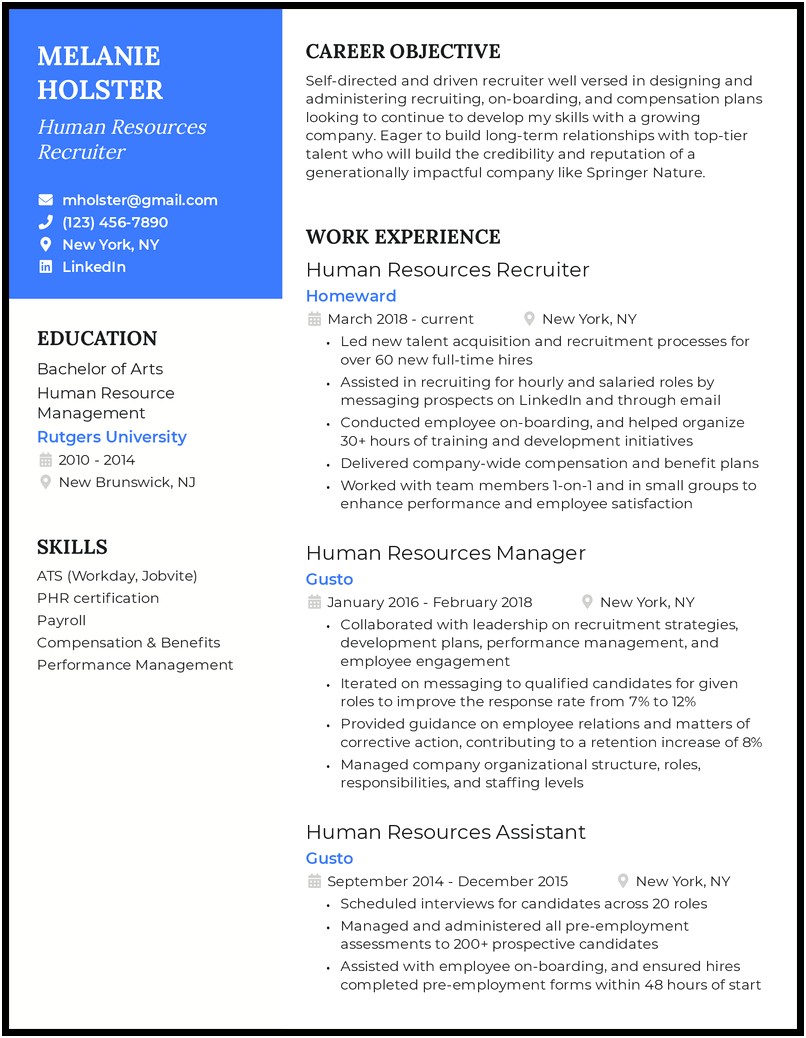 Summary Resume Examples For Experianced Recuiter