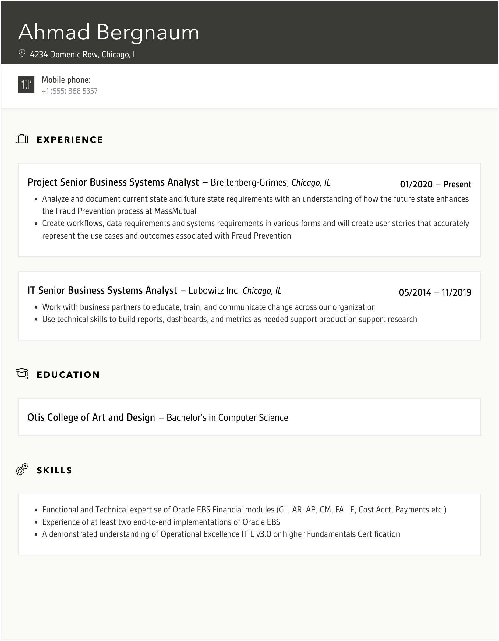 System Analyst User Story Sample Resume