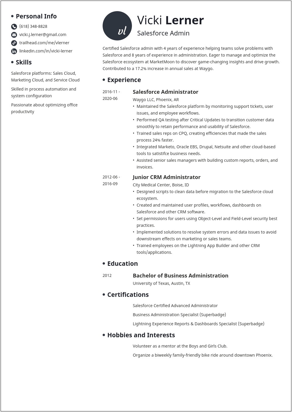 System Integrations With Salesforce Sample Resume