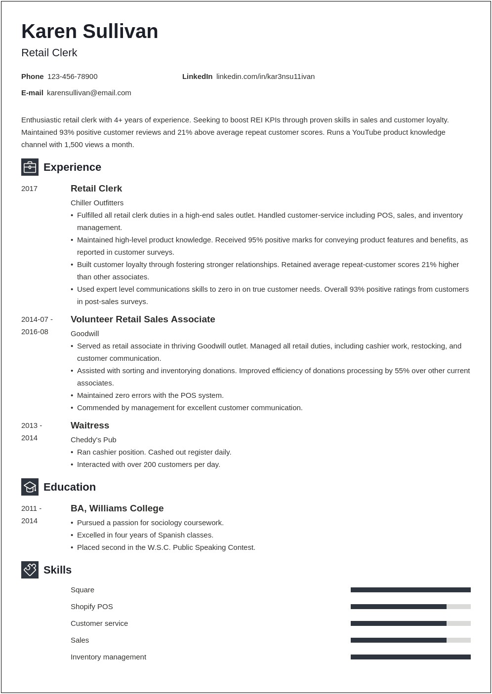 Take Inventory Daily Examples On Resume Retail