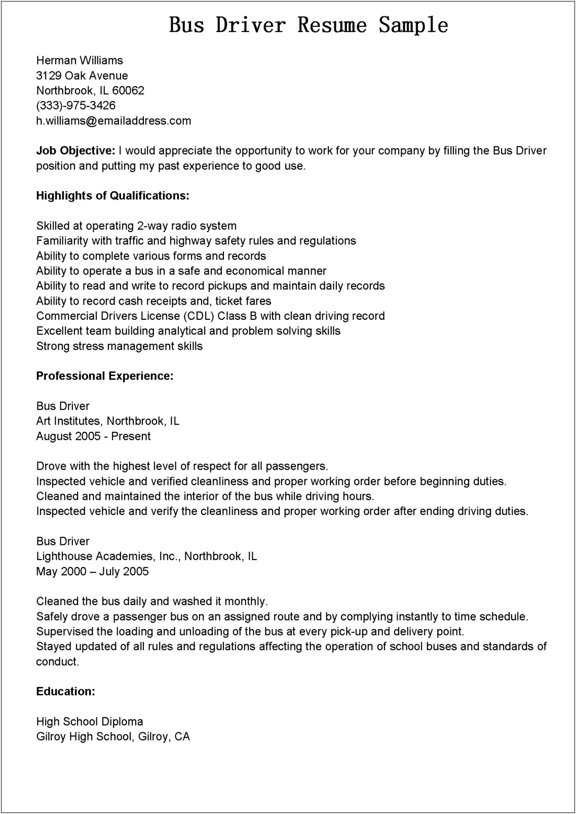 Taxi Driver Job Description For Resume