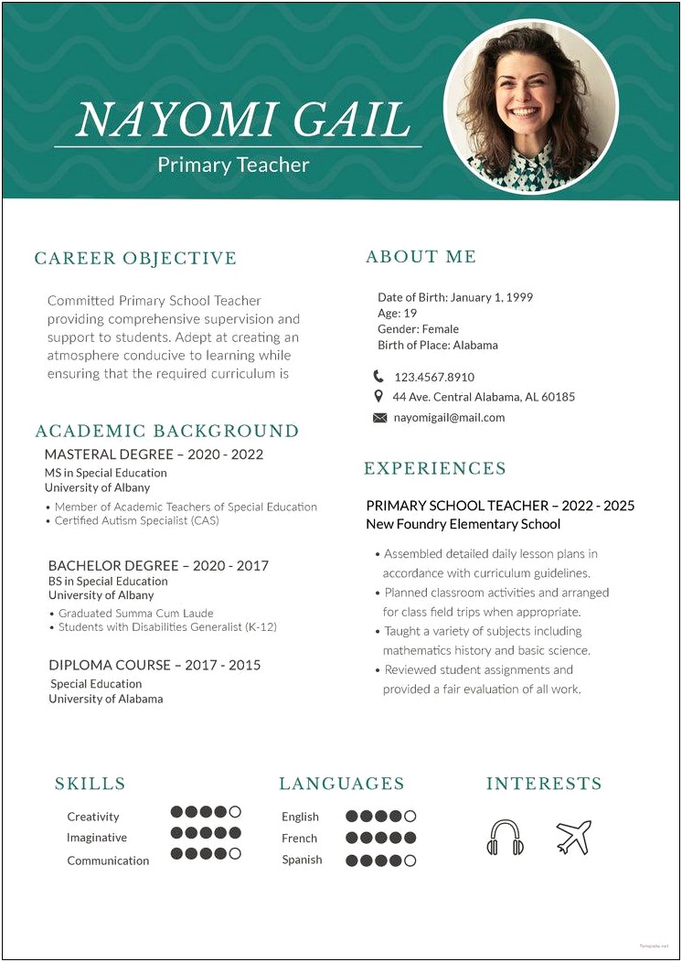 Teacher Resume Template Word Free Download