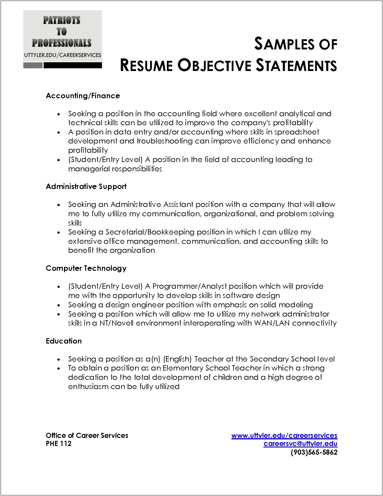 Technical Content Analyst Resume Objective Examples