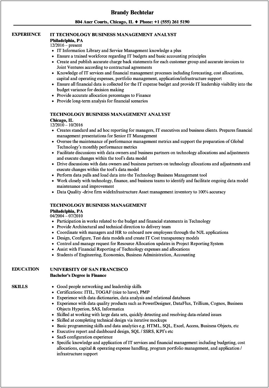 Technical Skills For A Business Resume