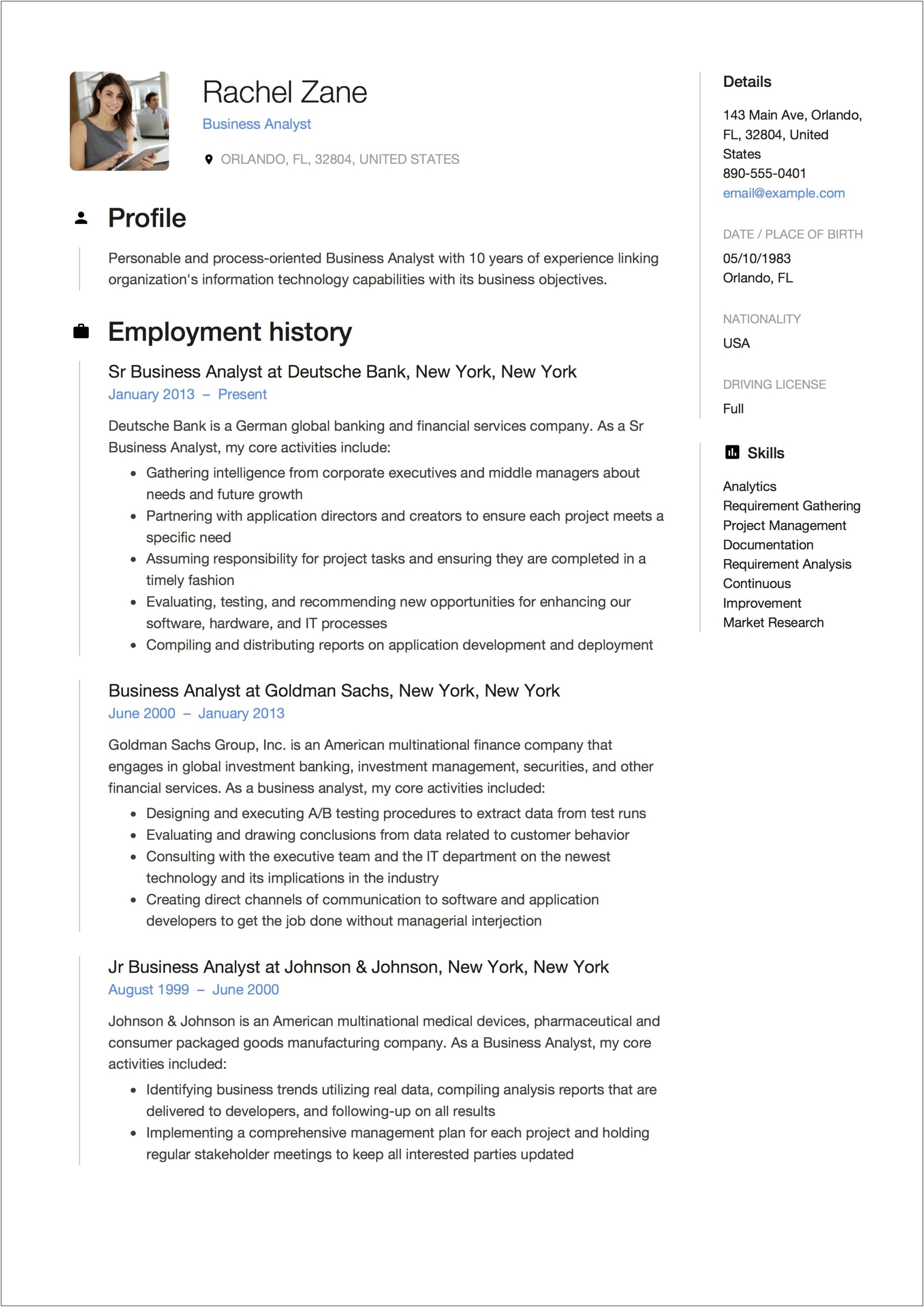 Technical Skills For Business Analyst Resume