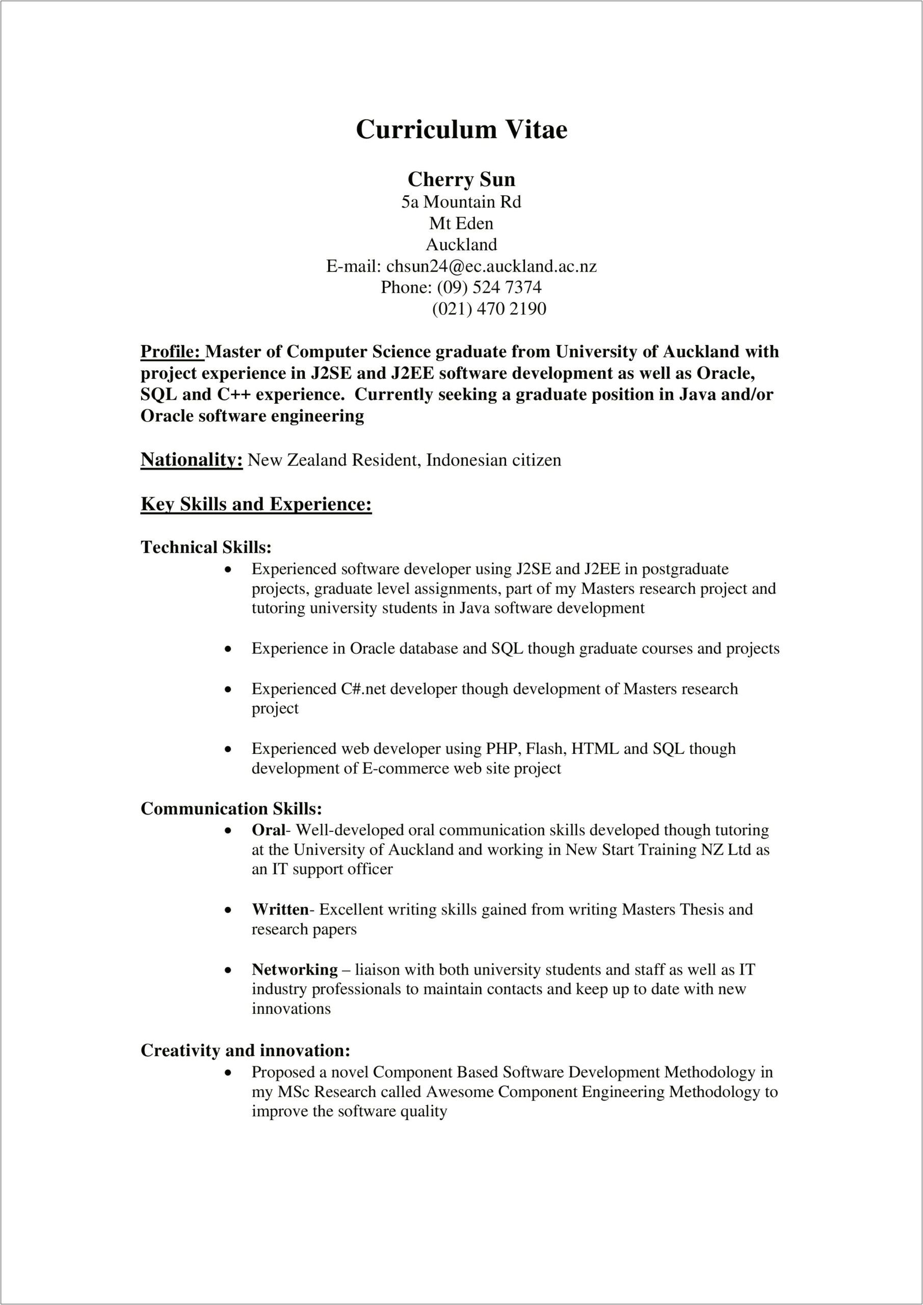 Technical Skills For Commerce Students In Resume