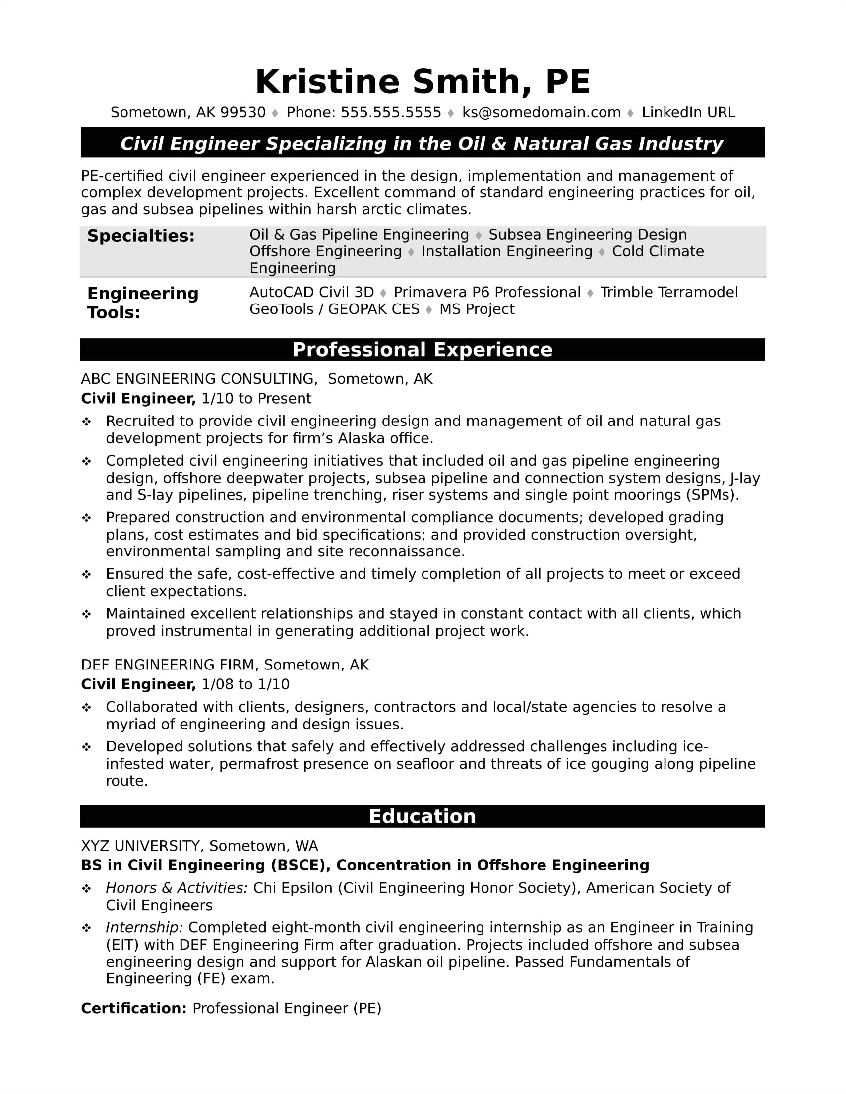 Technical Skills In Resume For Civil Engineer
