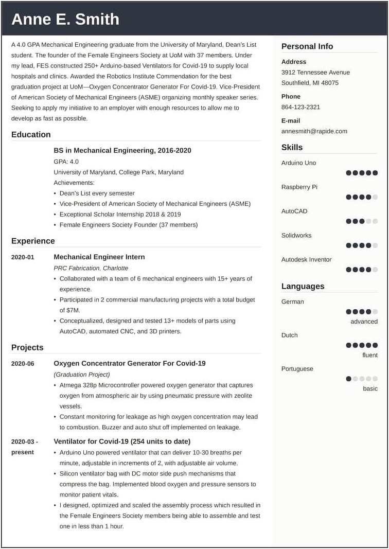 Technical Skills In Resume For Mechanical Engineer Fresher