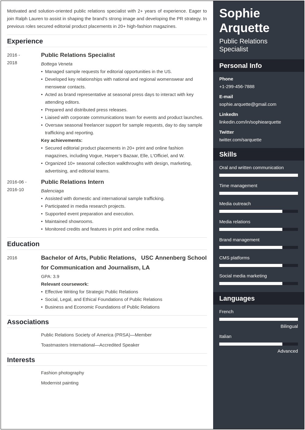 Technical Skills On Resume Public Relations