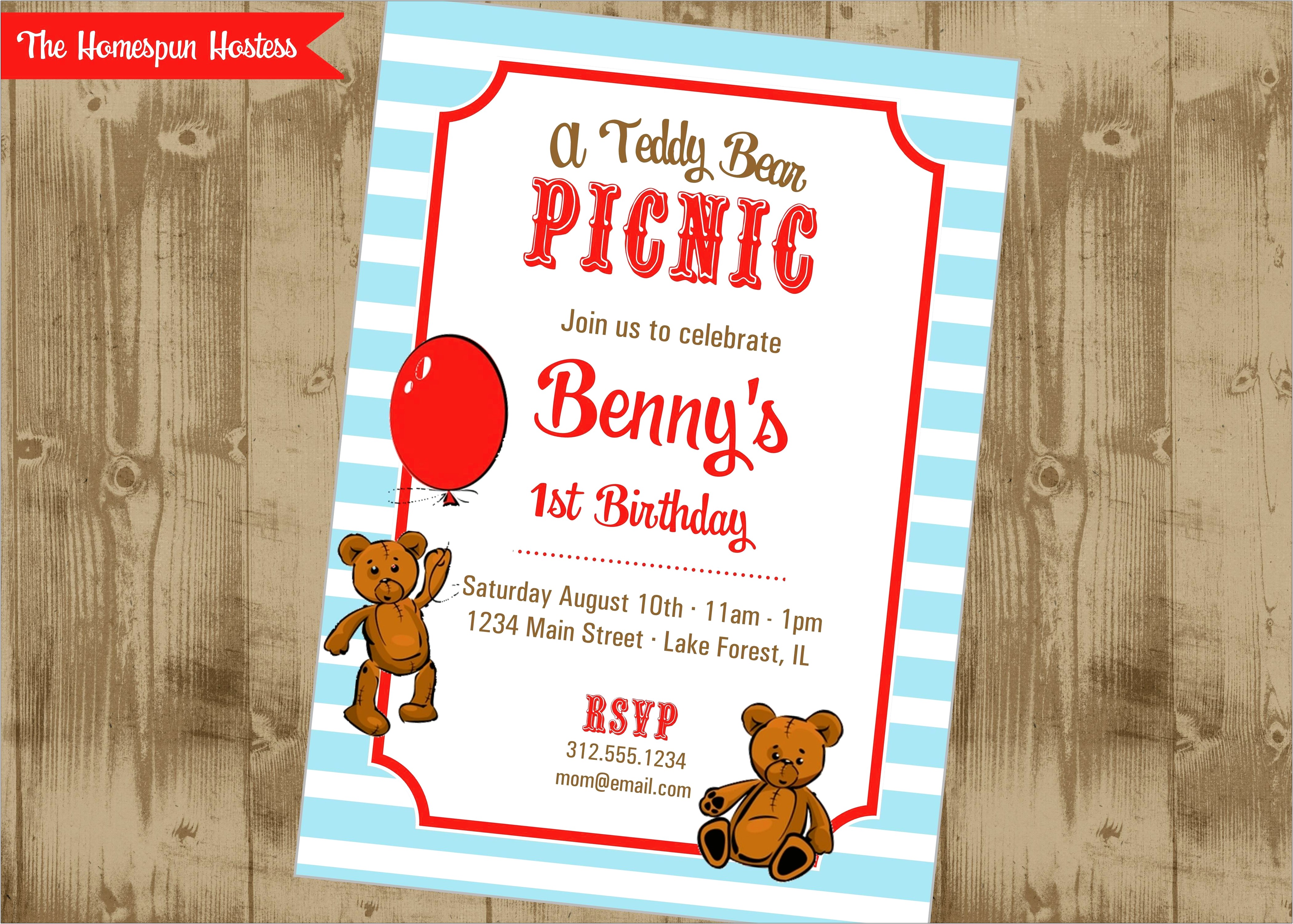 Teddy Bears Picnic Party Invitation Free Template