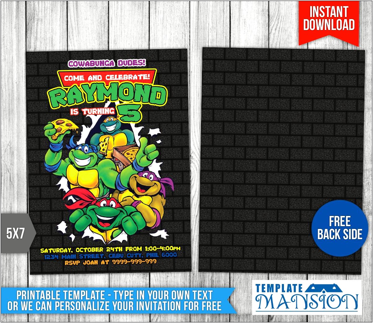 Teenage Mutant Ninja Turtle Party Invitations Free Template
