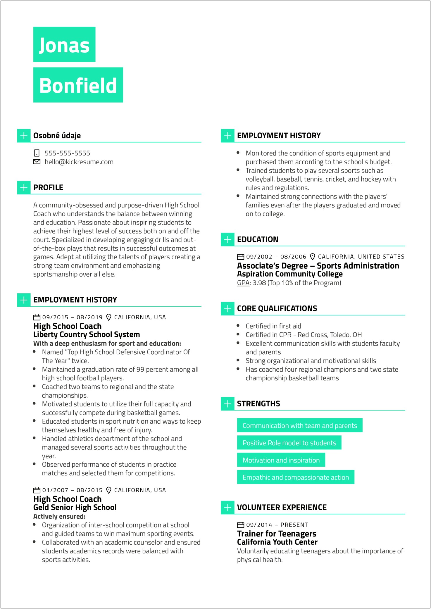 Teenage Resume Example For High School Student