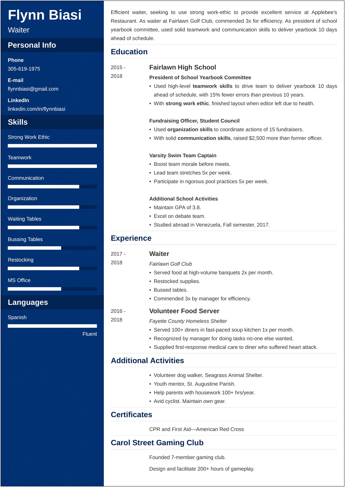 Teenage Resume No Work Experience Template