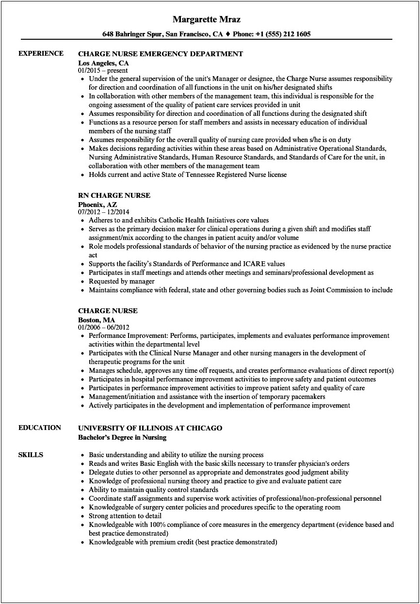 Telemetry Rn Job Description For Resume