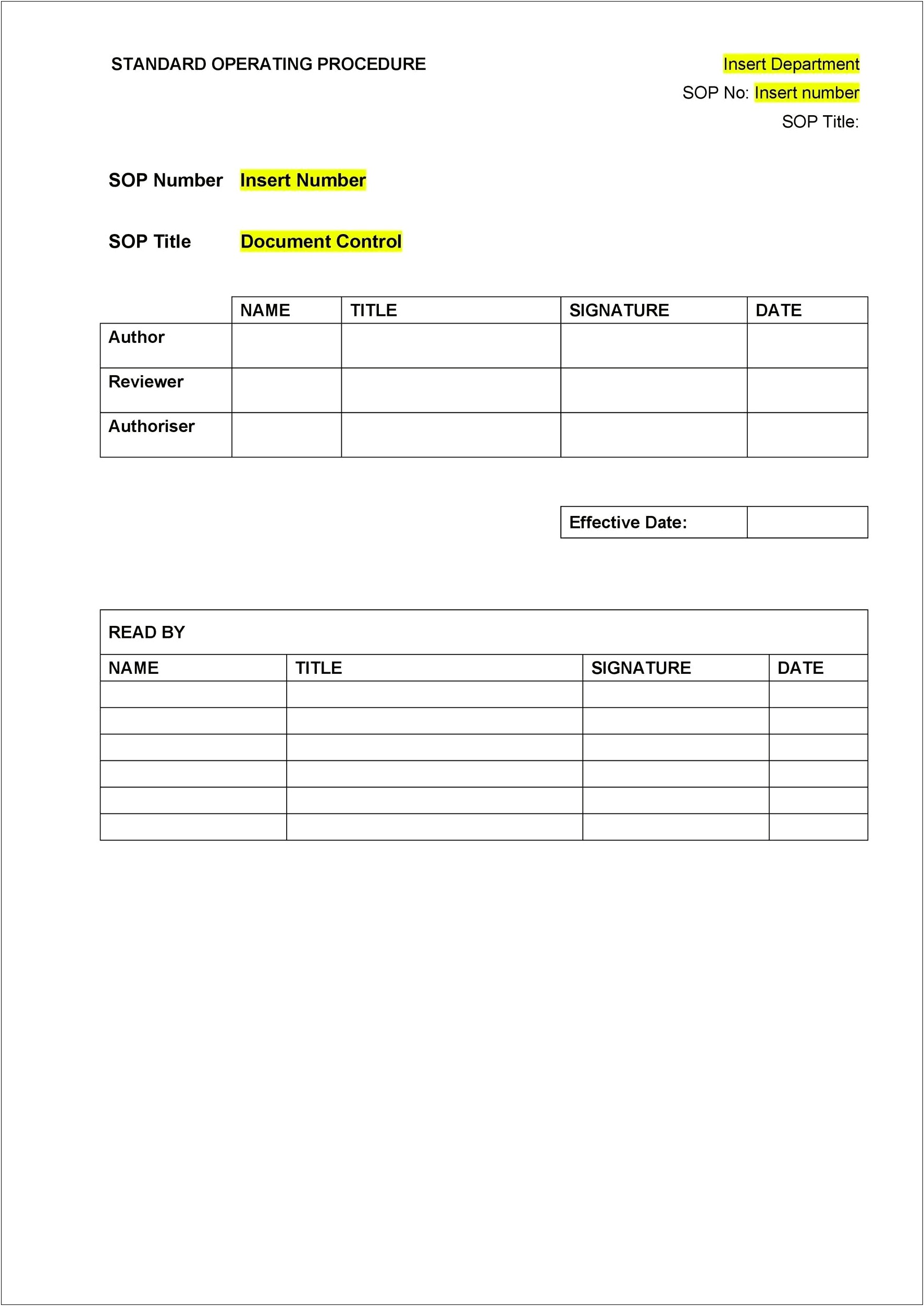 Template For Technology Standard Operating Procedures Free