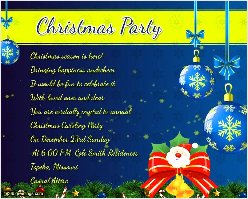 Template Invitation Text For Business Christmas Party Free