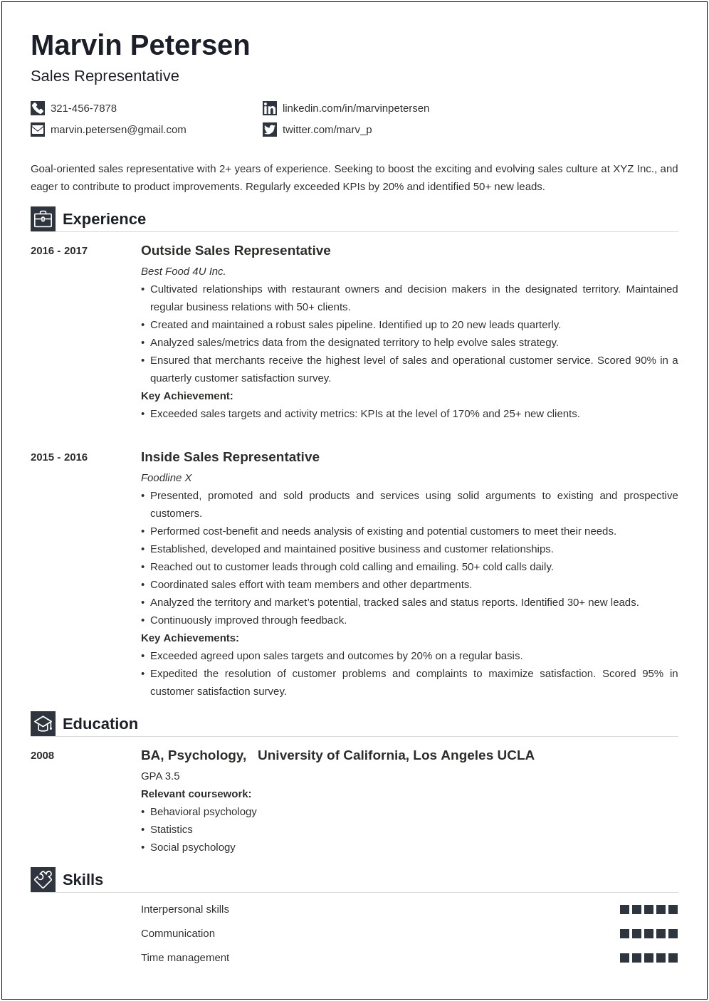 Templates Summary Resume For Sales Associate