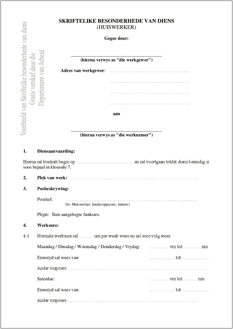 Terms And Conditions Of Employment Free Template