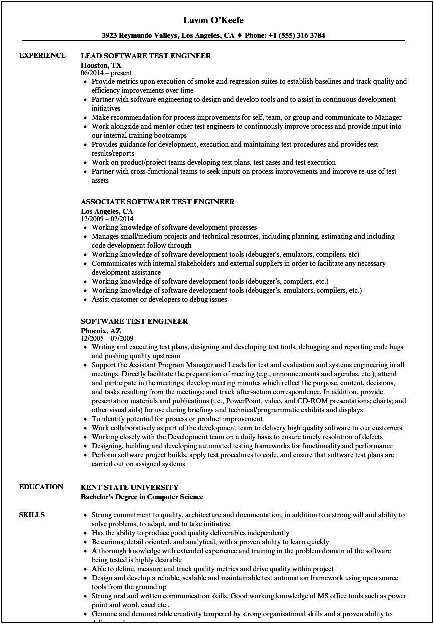 Testing 1 Year Experience Resume Download