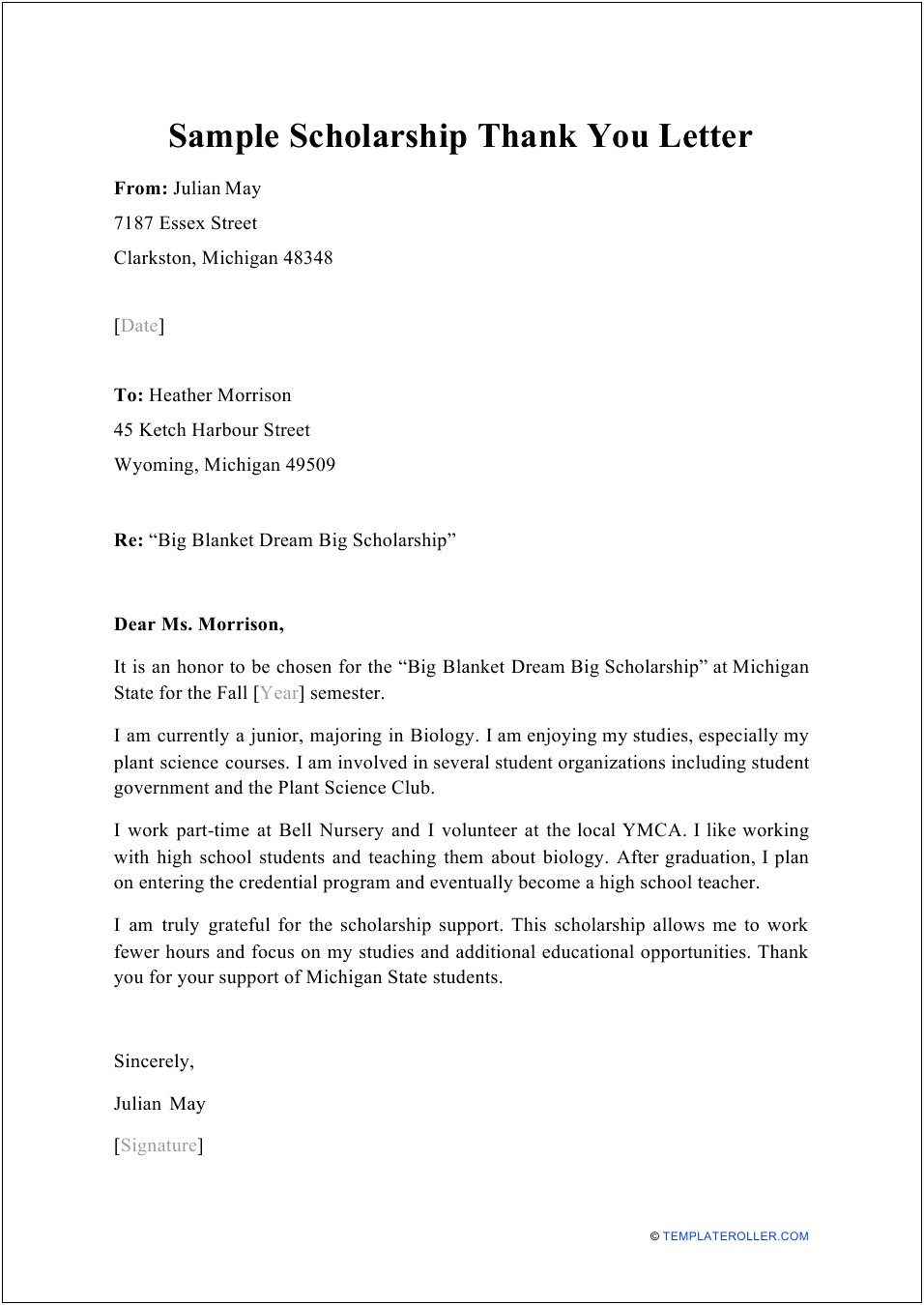 Thank You Letter For Resume Examples