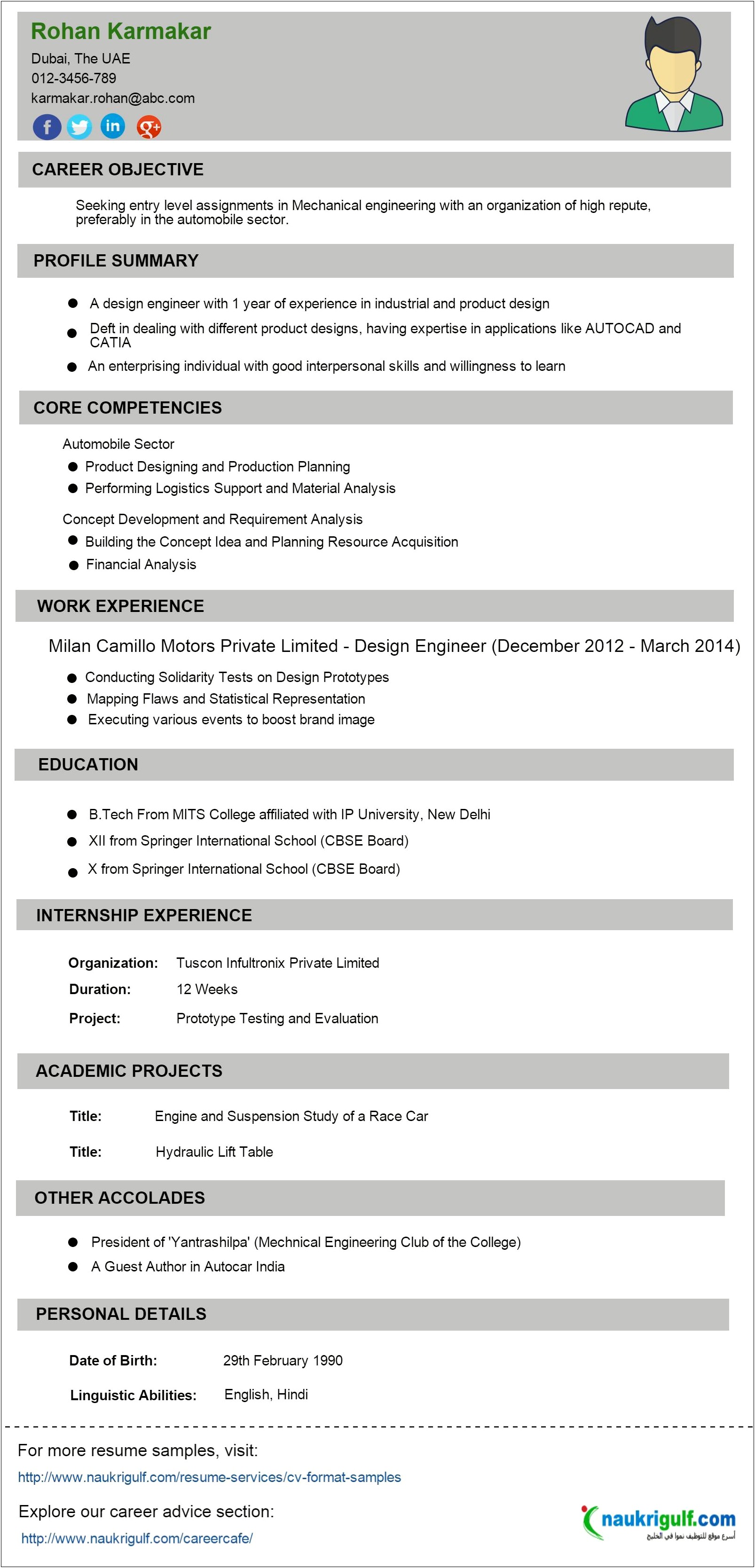 The Best Resume Format For Engineer