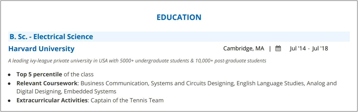 Things To List With Your School Resume