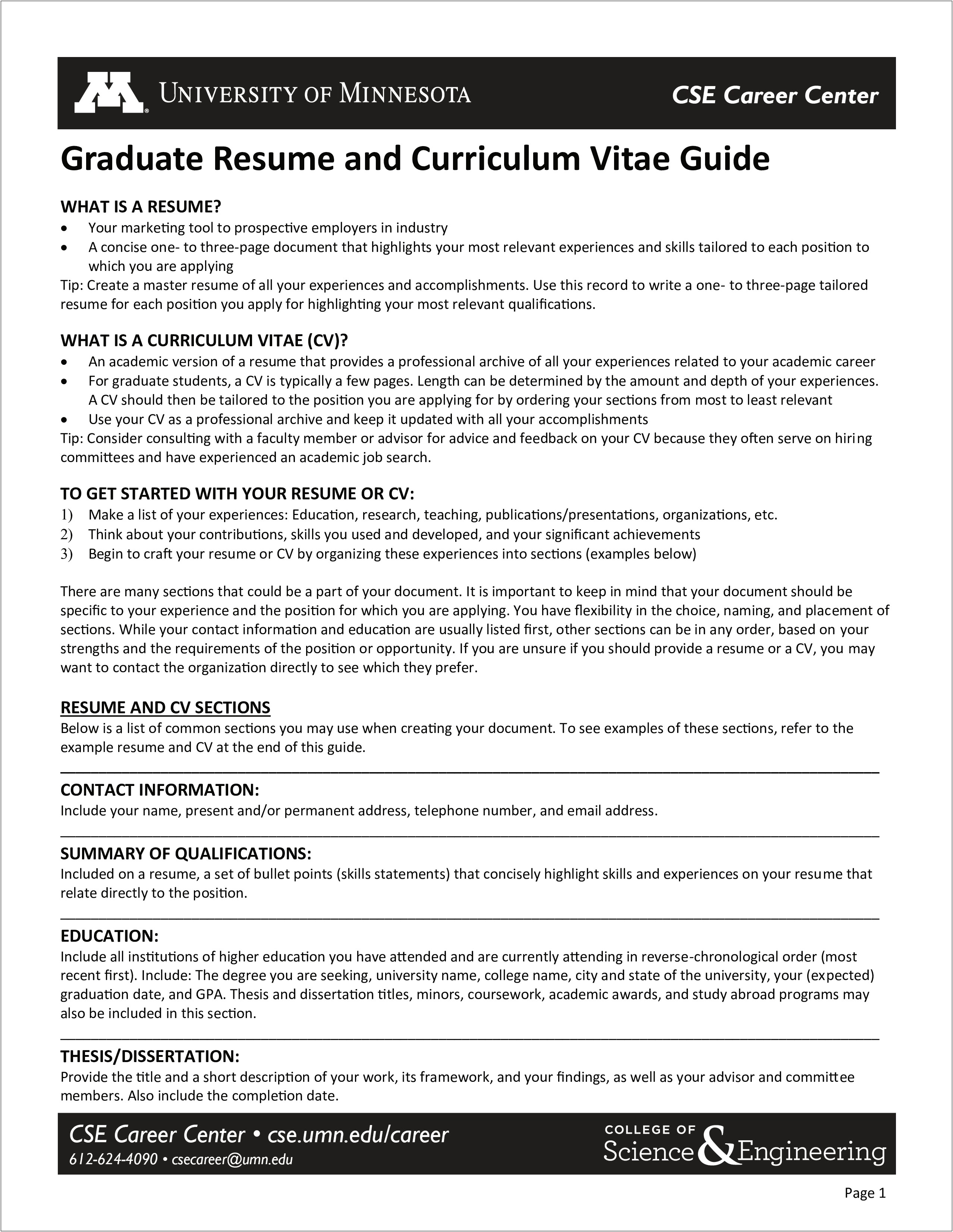 Things To Put In A Graduate Resume