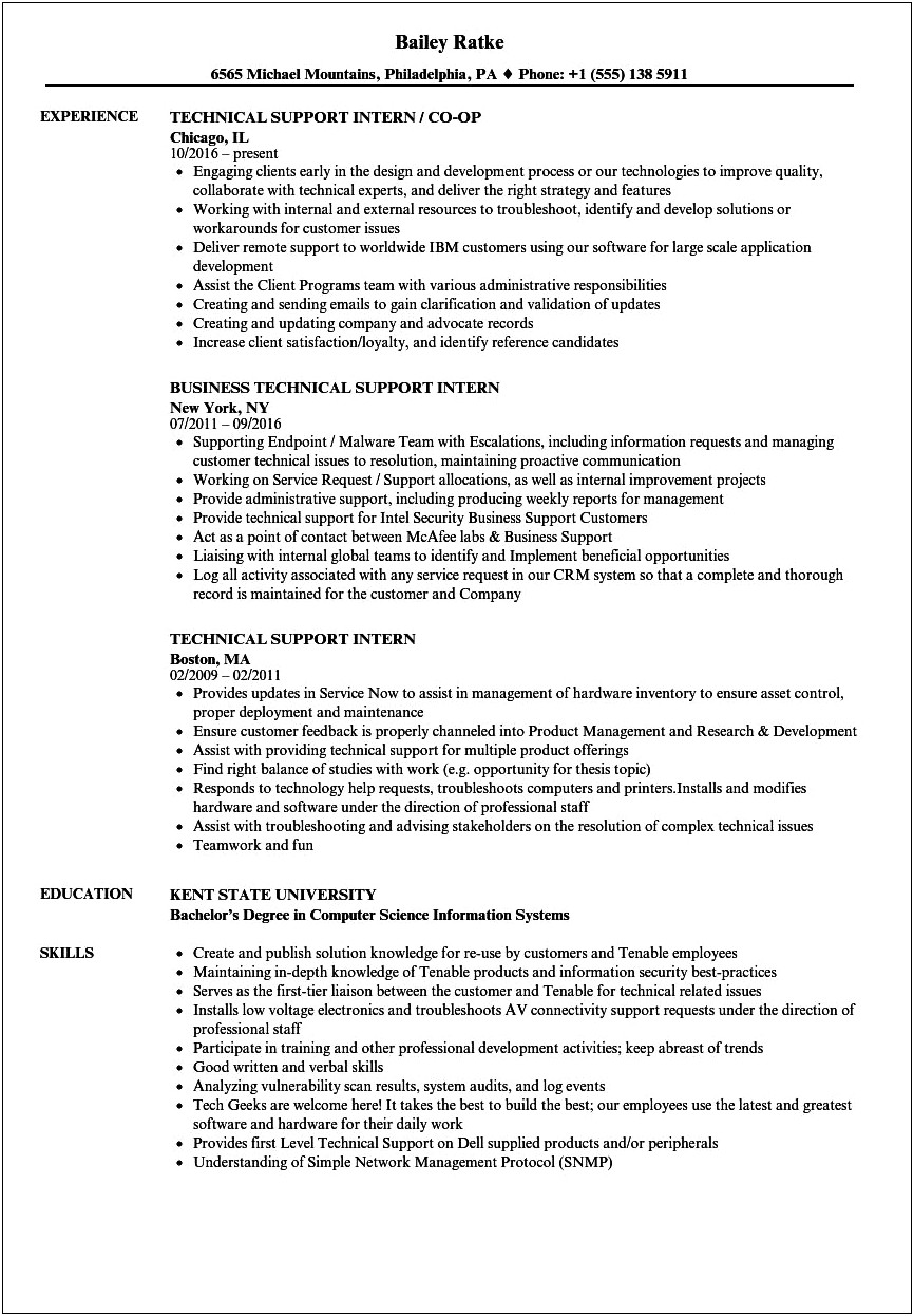 Things To Write On Resume For Internship Description