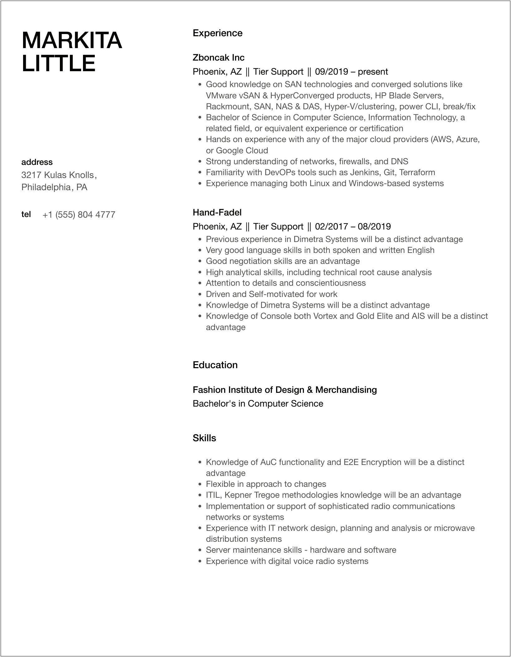 Tier 2 It Support Job Resume