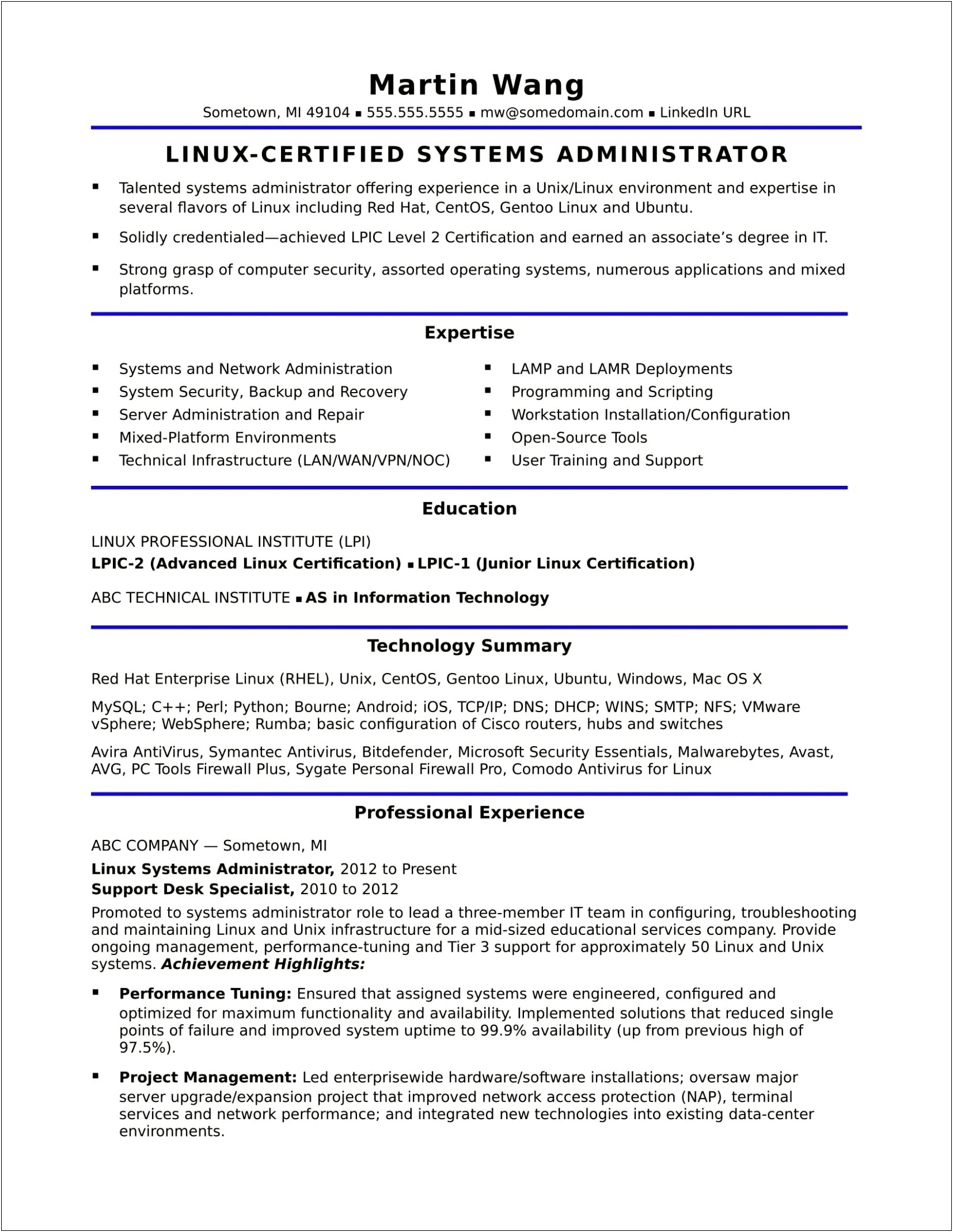 Tier 2 Tech Support Resume Sample