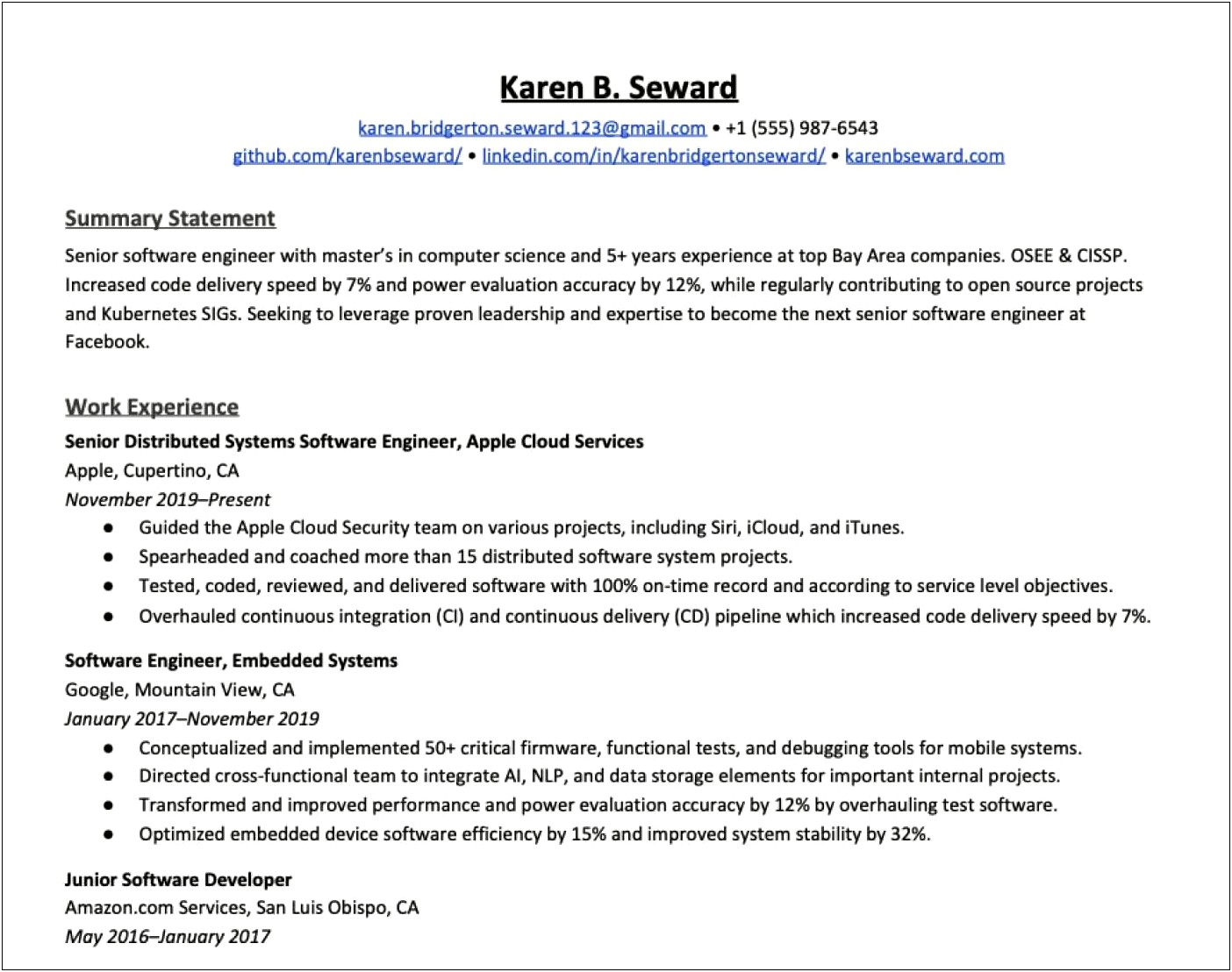 Top Best Resume Samples Developer