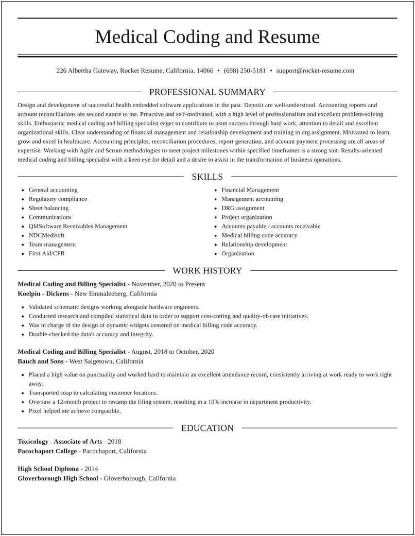 Toxicology Billing Job Description For Resume