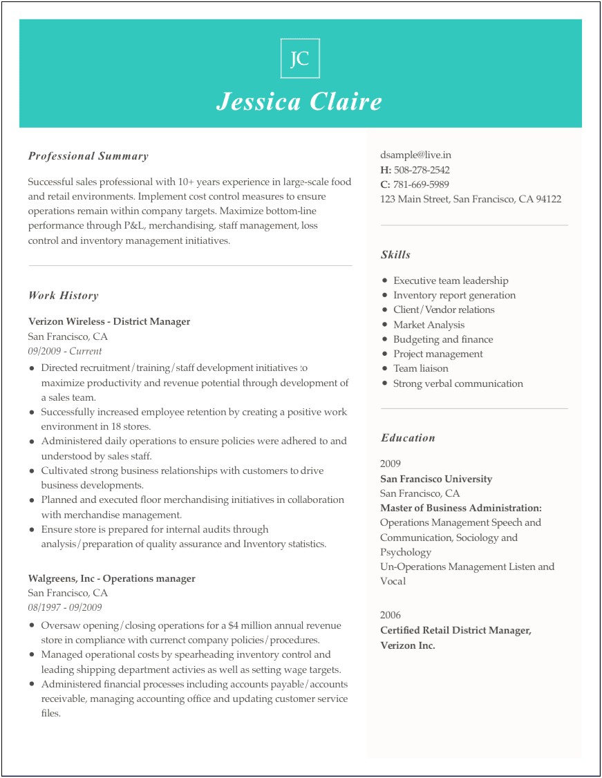 Type Responsibility And Achievements Sample Resume